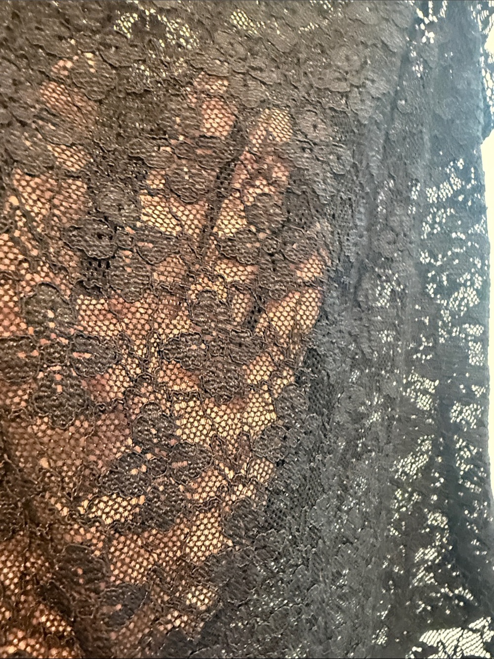 12th Tribe Black Lace Sheer Bodysuit with Scalloped Trim - Picture 6 of 6